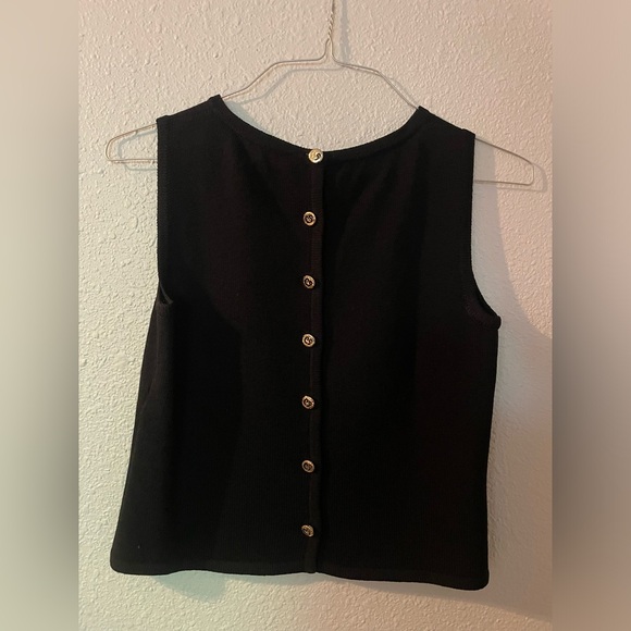 COPY - Black sleeveless knit top with gold buttons down the back - Picture 4 of 4